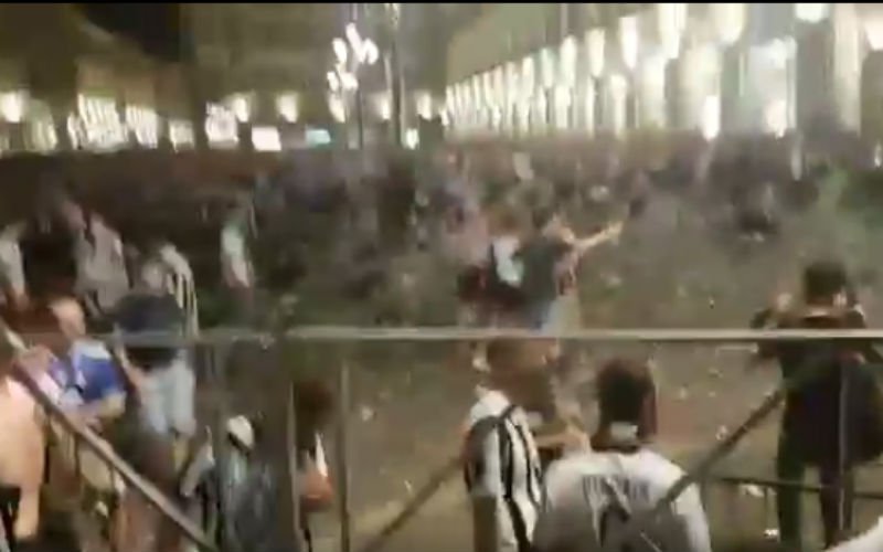 Paniek alom: Juventus-fans vluchten weg (Video)