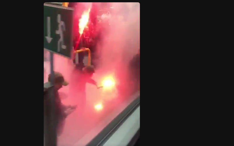 Charleroi-fans zetten vlak voor Standard alles in brand (Video)
